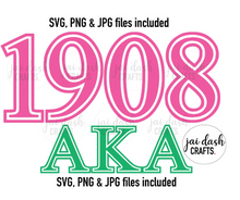 Load image into Gallery viewer, 1908 AKA SVG, PNG and JPG - Zip File