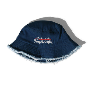 Juneteenth Distressed denim bucket hat
